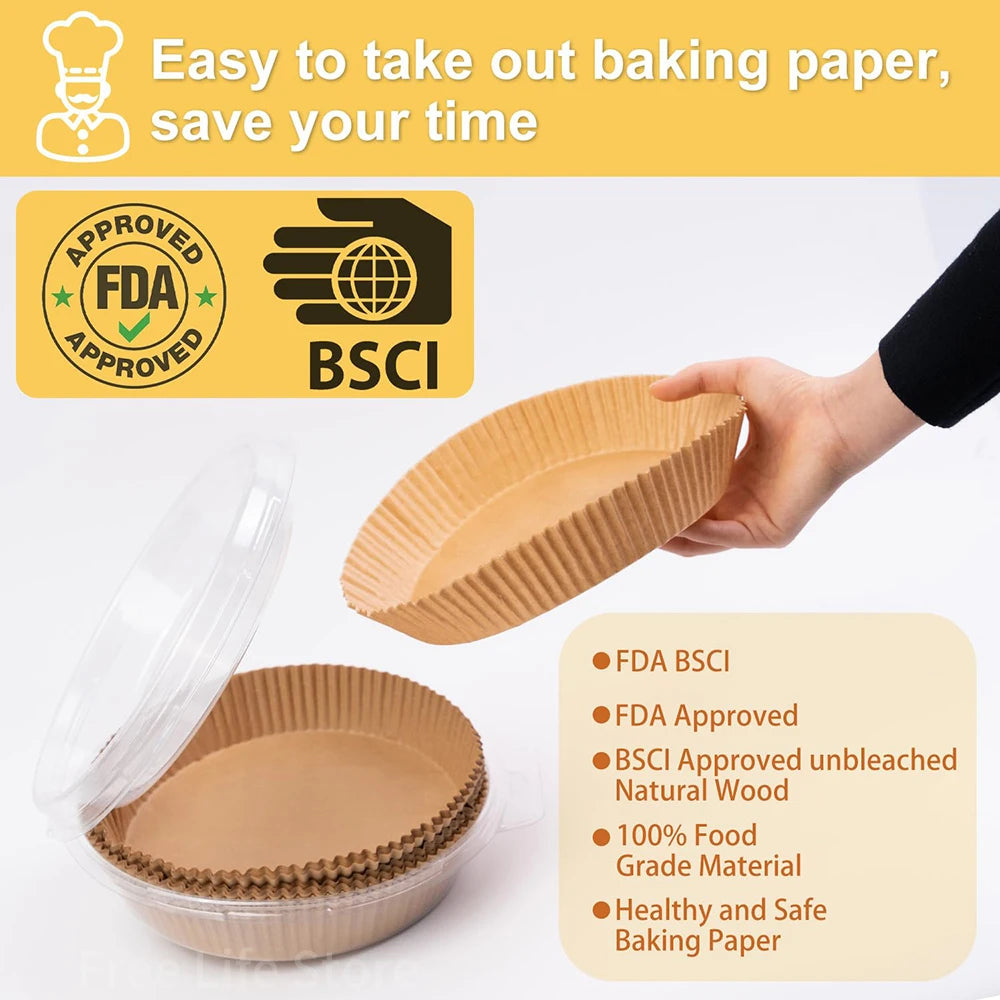 50PCS Air Fryer Disposable Paper Liner Square Round 16cm Non-stick Airfryer Parchment Baking Paper for Cooking Steaming Basket